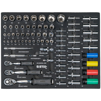 Werkzeugschrank / Werkstattwagen mit 7 Schubladen, ausziehbarem Seitenschrank + Werkzeugsatz – UltimatePro B7/TS1 – Stix