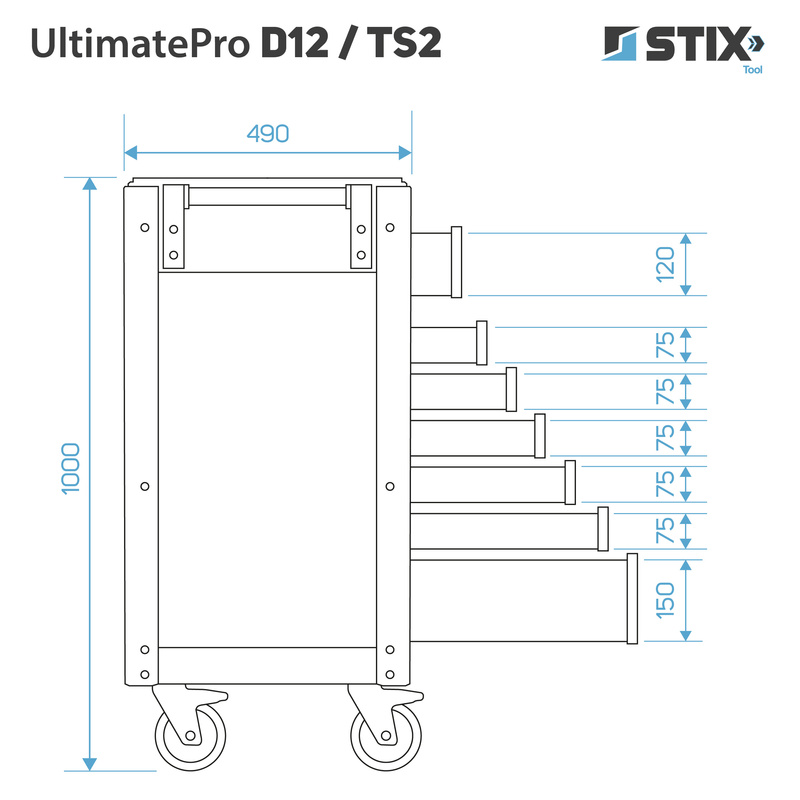 Rolling tool cabinet with tool set UltimatePro D12/TS2 - Stix