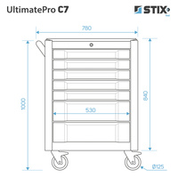 Werkstattschrank / Werkzeugwagen mit 7 Schubladen – UltimatePro C7 – Stix