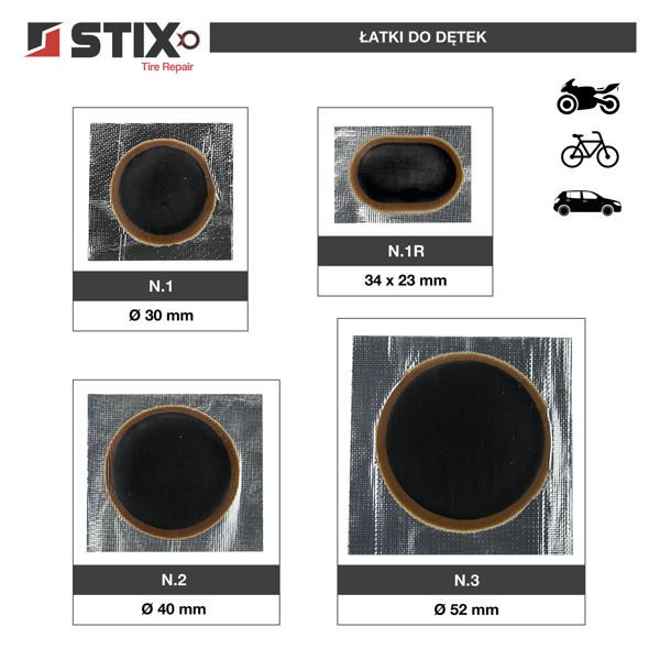 Łatki do dętek STR N.3 52 mm / 16 szt. - Stix