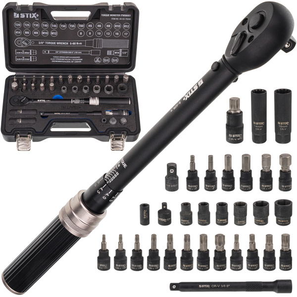5–60 Nm 3/8" torque wrench set with 31 accessories + case ITW560/S1 - Stix