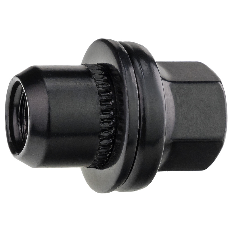 Black wheel nuts for original alloy wheels Land Rover M14x1.5 with floating washer, 22 mm hex - Carbonado