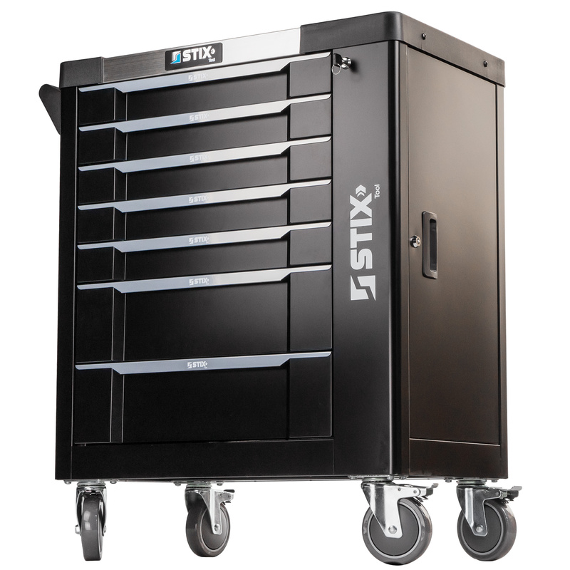 Workshop cabinet / tool trolley with 7 drawers, side compartment – UltimatePro A7 – Stix