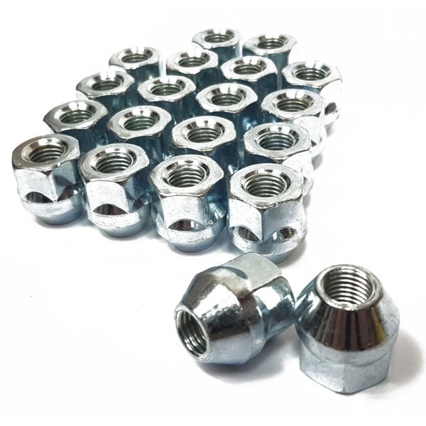 Nakrętki do felg aluminiowych, kół - M12x1,25 / Ocynk - (otwarta z kołnierzem) - TUV (EU)
