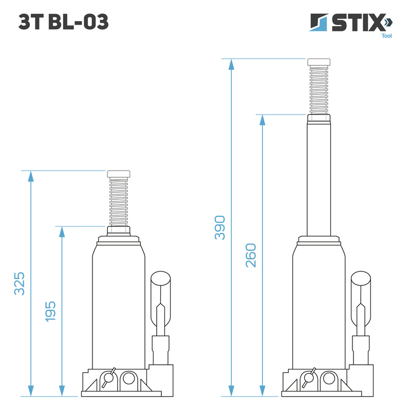 Hydraulischer Stempelwagenheber (Flaschenheber) 3T BL-03 – Stix