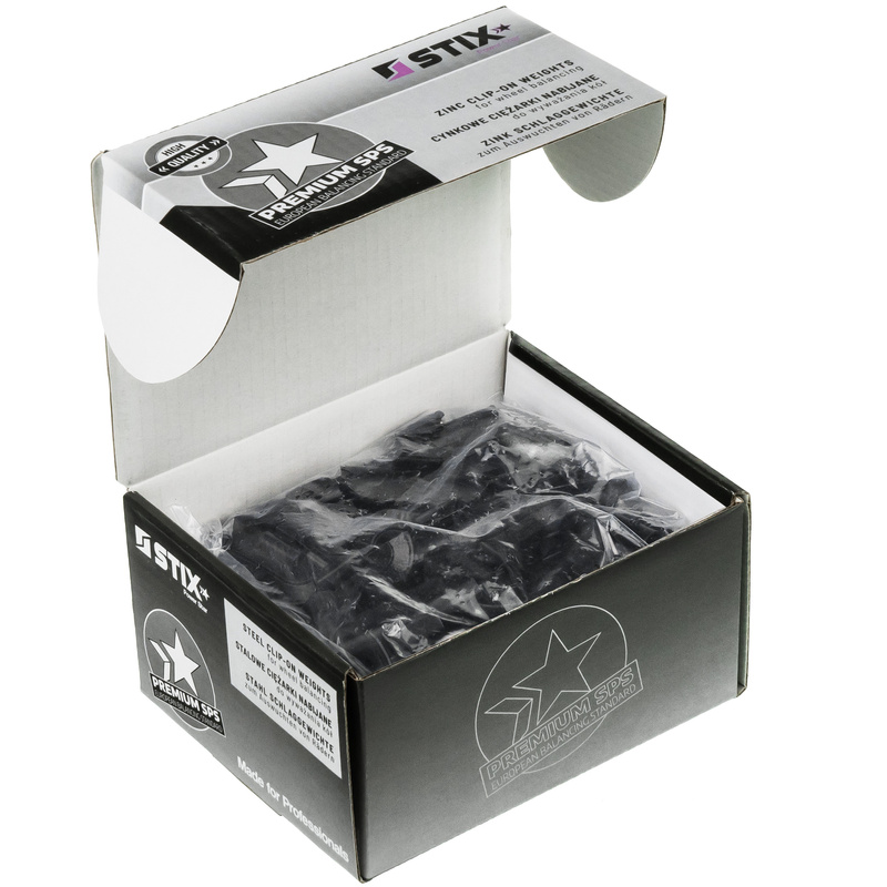 SCHWARZE Zink-Schlaggewichte ZN/S für Stahlfelgen – Multibox-Set 75 Stk. (20–30 g)