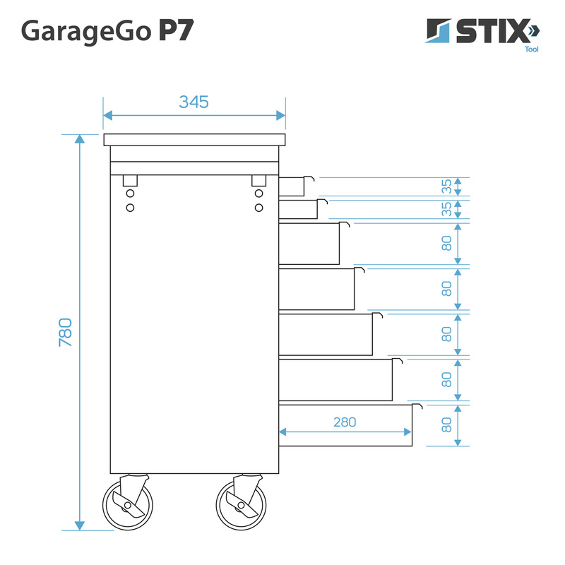 Rolling tool cabinet GarageGo P7 - Stix