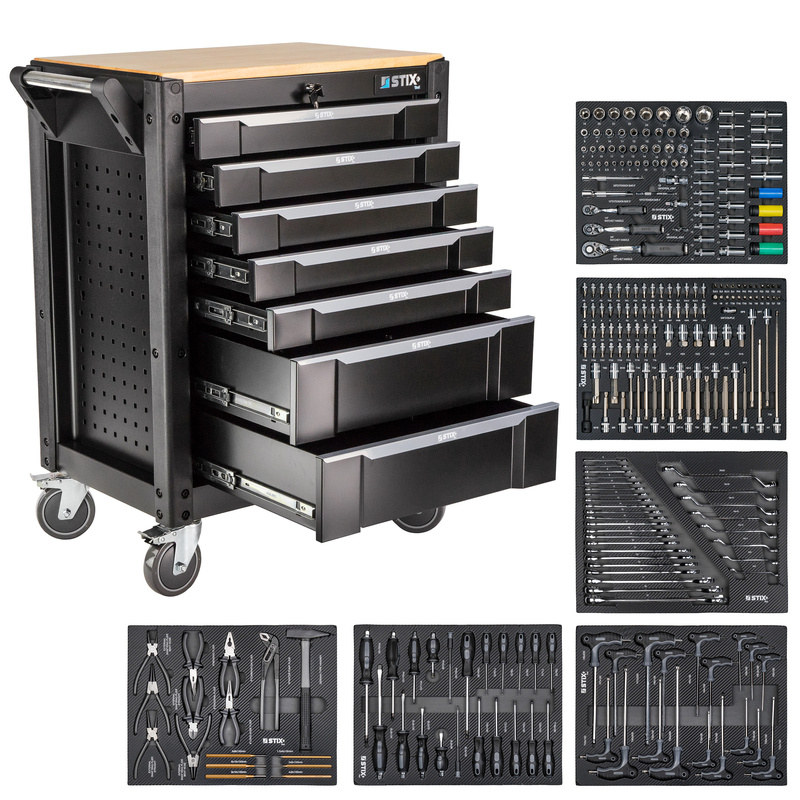 Workshop Cabinet / Tool Trolley with 7 Drawers + Tool Set – UltimatePro C7/TS1 – Stix