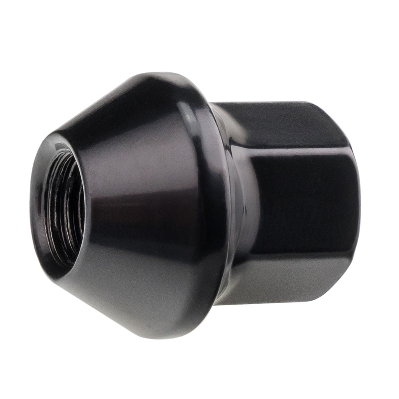 Schwarze Radmuttern für Aluminiumfelgen, Ford-Typ – M12x1,5 / geschlossen, Schlüsselweite 19 mm – Carbonado