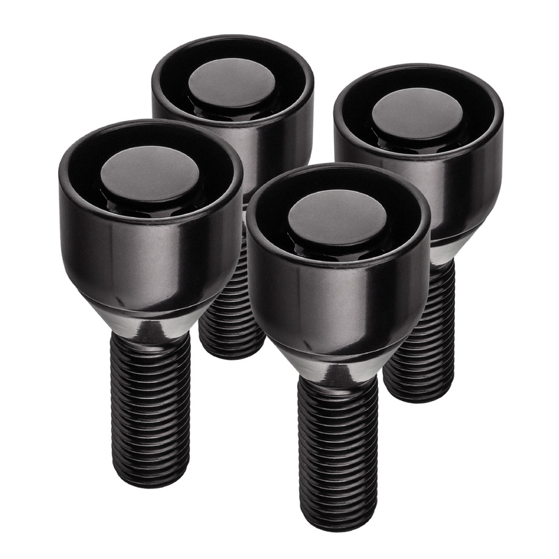 Anti-theft locking wheel bolts for alloy wheels / M12x1.5 conical seat / 28 mm thread, black – Carbonado C-Block