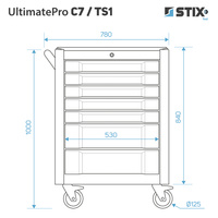 Workshop Cabinet / Tool Trolley with 7 Drawers + Tool Set – UltimatePro C7/TS1 – Stix