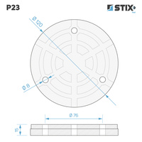 P23 Reinforced Jack Pad for Lift Arm, 3 Holes, 120×15 – Stix