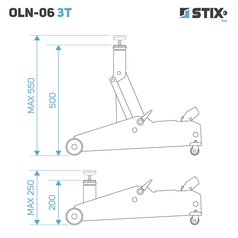 Hydraulic Floor Jack 200–570 mm OLN-06 3T – Stix
