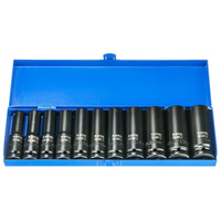 Nasadki udarowe 1/2" długie, zestaw 11 szt. kasetka (10,12,13,14,15,16,17,19,21,22,24) STT CR-MO SERIES 7 - Stix Tool