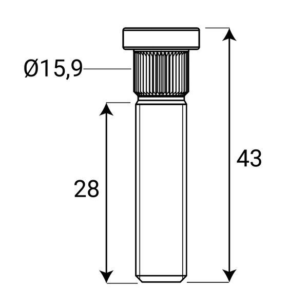 Rändelbolzen Stehbolzen M14x2,0 Rändel 15,9mm Radbolzen Bolzen 43mm Gesamtlänge