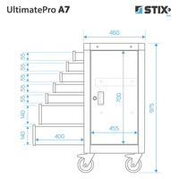 Workshop cabinet / tool trolley with 7 drawers, side compartment – UltimatePro A7 – Stix