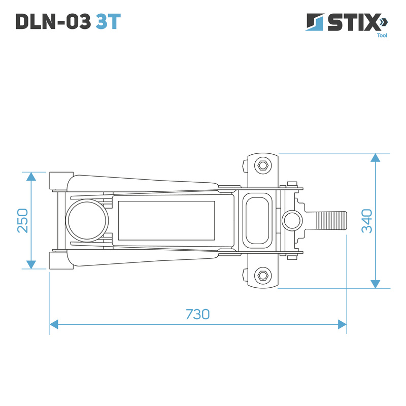 Hydraulischer Rangierwagenheber mit Pedal, Niedrigprofil, Hubhöhe 75–505 mm – DLN-03 3T – Stix