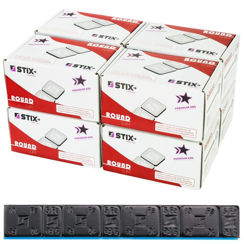 Glue weights for aluminum rims Rounded Slim Black - 60g (5g+10g / wide band) - 800 pcs. - Stix