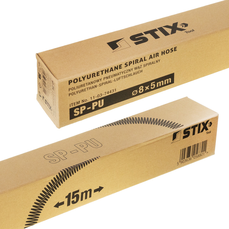Pneumatischer Spiralschlauch SP-PU 8/5 mm (15 m), Polyurethan - PREMIUM STIX