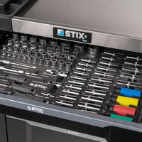 Werkzeugschrank / Werkstattwagen mit 7 Schubladen, ausziehbarem Seitenschrank + Werkzeugsatz – UltimatePro B7/TS1 – Stix