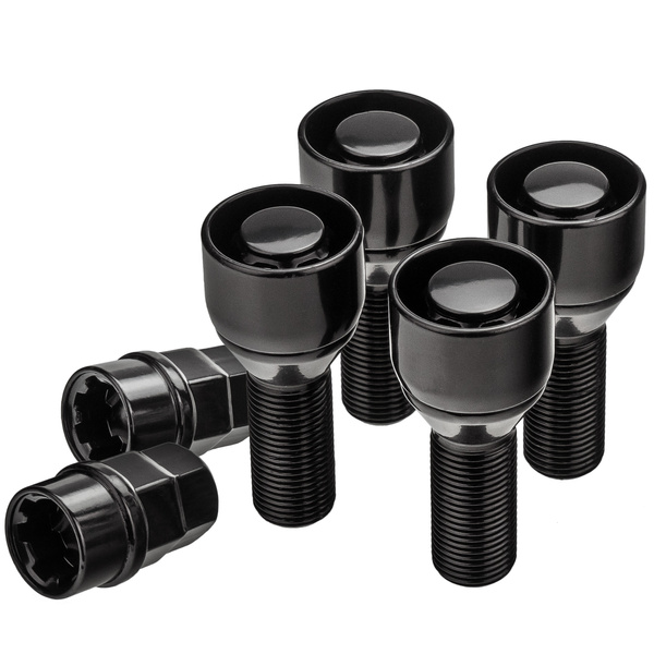 Śruby zabezpieczające antykradzieżowe do felg aluminiowych / M14x1.5 stożek / gwint 35 mm czarne - Carbonado C-Block