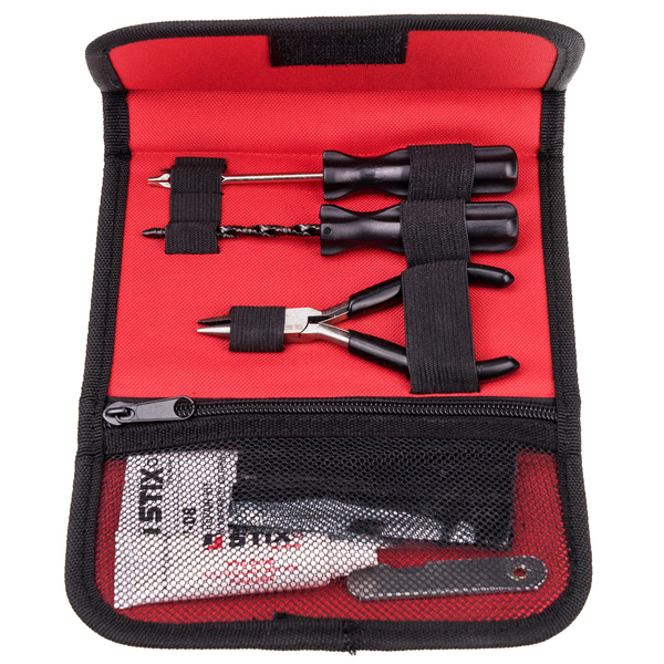 SW-08 Reifenreparatur-Set – Tasche (Reparaturstreifen, Einführnadel, Reibahle, Kleber, Messer, Zange) – STIX