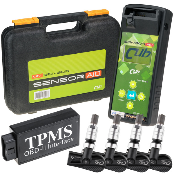 Zestaw startowy: programator Sensor AID Pro 3.0 + 4 Czujniki ciśnienia 433MHz UNI Sensor + Moduł OBDII - CUB
