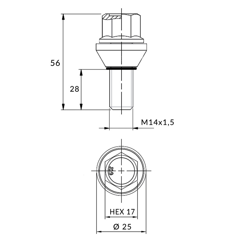 M14x1.5 spacing change floating screw - (movable cone) - Carbonado