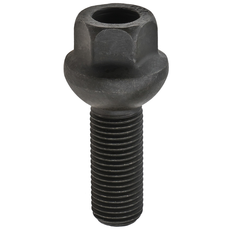 Black bolt for aluminum rims, steel rims M14x1.5 ball R14 - Carbonado