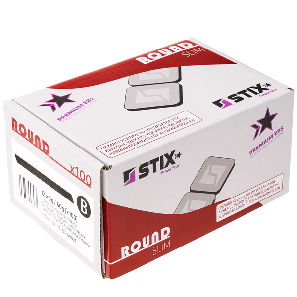 Glue weights for aluminum rims Rounded Slim Black - 60g (12x5g / wide band) - 200 pcs. - Stix