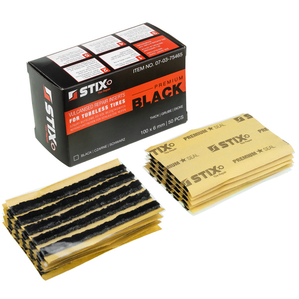 Sznury butylowe do naprawy opon, krótkie 6 mm (4" / 100 mm, czarne) 50 szt - Stix