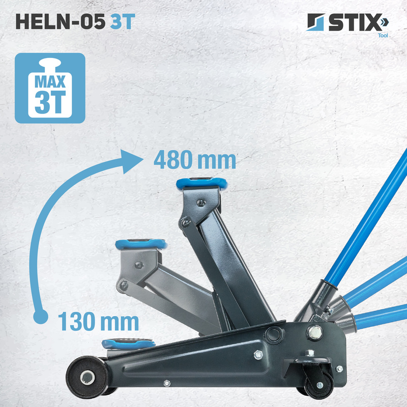 Hydraulischer Rangierwagenheber / Wagenheber, Hubhöhe 130–480 mm HELN-05 3T – Stix
