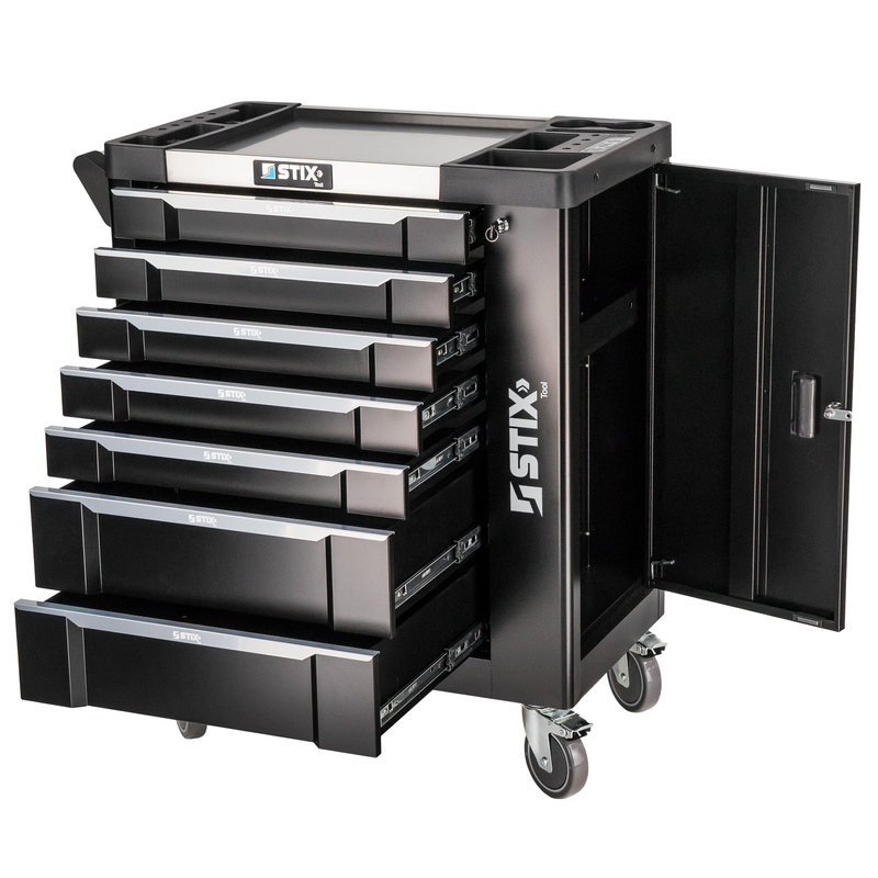 Workshop cabinet / tool trolley with 7 drawers, side compartment – UltimatePro A7 – Stix