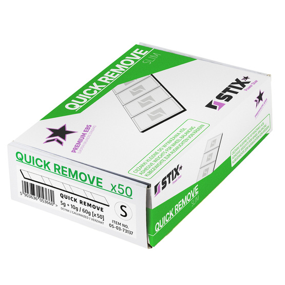 Ciężarki klejone do felg aluminiowych QUICK REMOVE - 60g (5g+10g / szeroka taśma) - 50 szt. - Stix