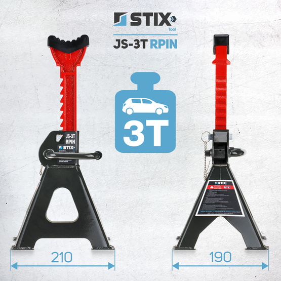 Kobyłki Podstawki Podpory warsztatowe 3T / 2szt. z pinem i gumą - Stix 