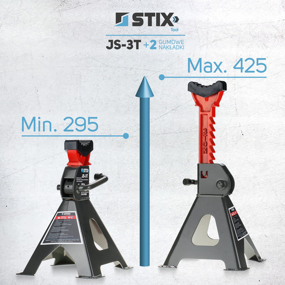 Kobyłki Podstawki Podpory warsztatowe 3T / 4szt. + Kpl. 4 gum do kobyłek 3T - Stix