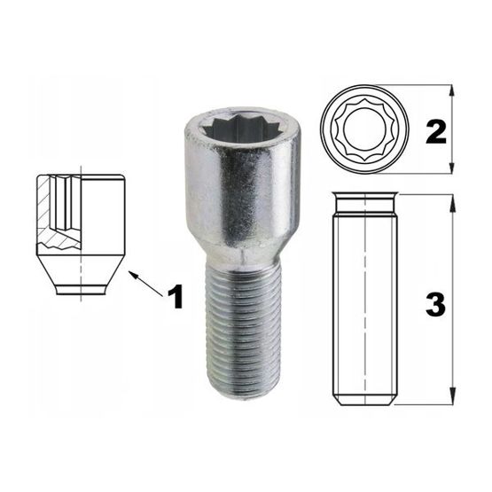 Śruby do felg z wąskimi otworami Torx M14x1,5 - (ocynk) - Carbonado