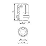 Nakrętka pływająca do felg aluminiowych, kół - M12x1,25 / Chrom - (zmieniająca rozstaw, ruchomy stożek) - Carbonado